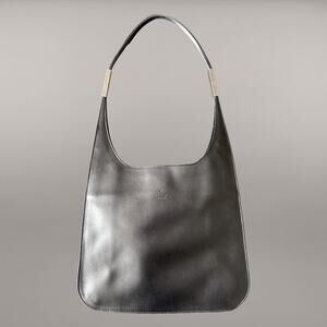 GUCCI Black Leather Tom Ford Era Silver Hardware Shoulder Bag Minimalist Y2K